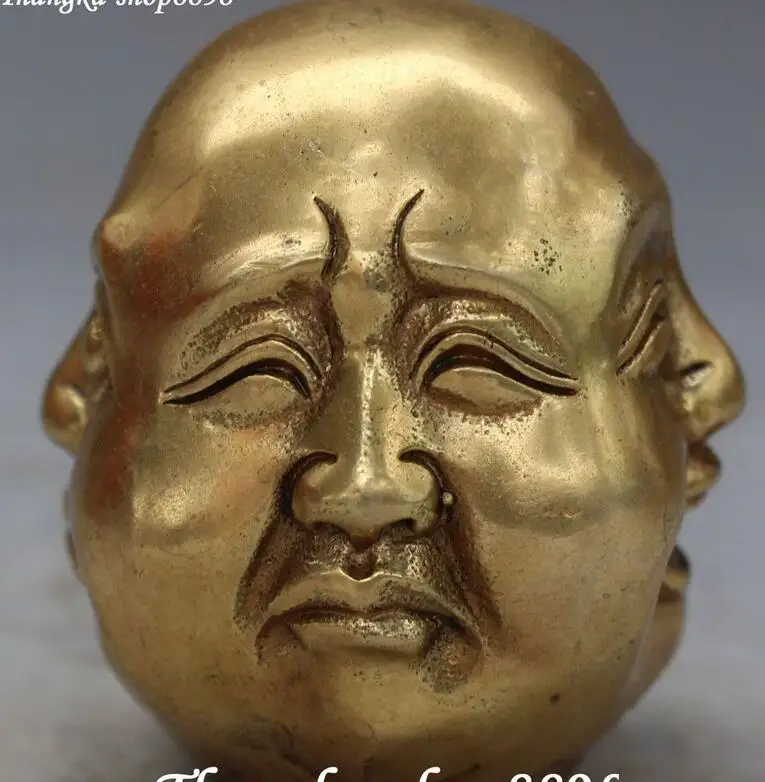 Китайская резьба 4 лица Будда счастливый сердитый грустное удовольствие голова