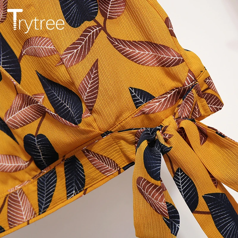 Trytree/летний женский комплект из двух предметов повседневный топ с v-образным