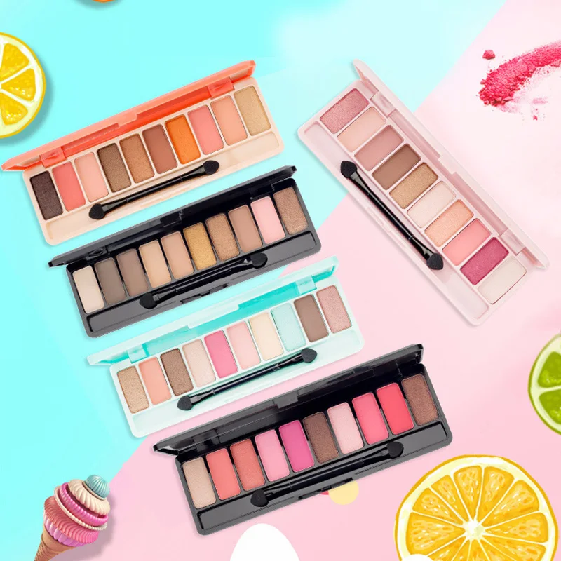 Брендовые 10 цветов мерцающие матовые отжимные тени для век палитра блеск гладкий