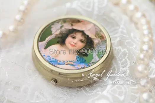 10 шт. круг пустые металлические таблетницы Органайзер чехол Серебристая &