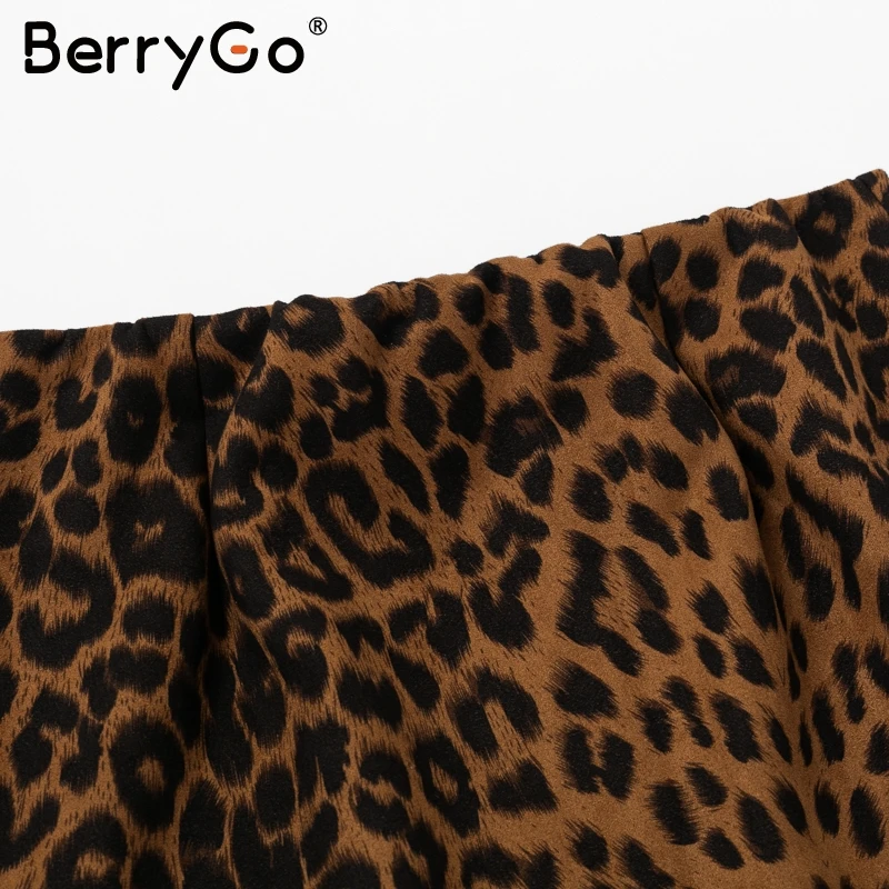BerryGo пикантные леопардовые рюшами Женщины Длинные юбки осень-зима на молнии