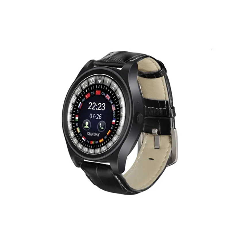 Новые Круглые Кожаные Смарт часы для фитнеса спортивные наручные с поддержкой SIM