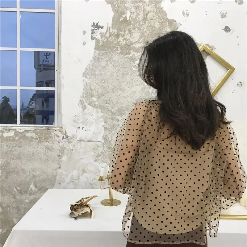 DSstylesSummer женские кружевные блузки рубашки топы сексуальные сетчатые прозрачные с