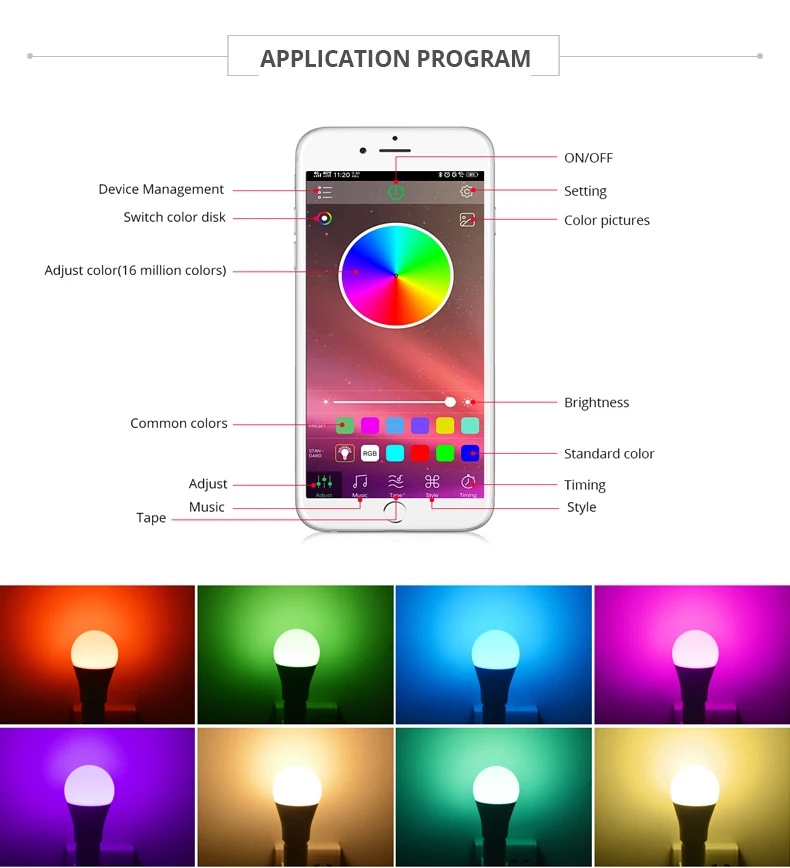 Bluetooth 4,0 с регулируемой яркостью Светодиодная RGB Лампочка 15 Вт AC85-260V Беспроводной Magic светодиодный лампа освещение для сцены музыки приложение Smart Life домашнего освещения E27-E14