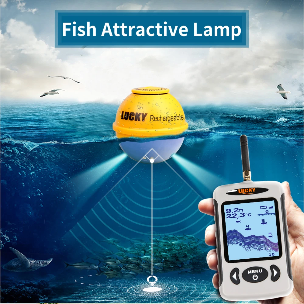 LUCKY портативный Professional эхолот беспроводной Sonar рыболокаторы детектор фишинга детектор с матрицей в горошек Рыбалка снасти