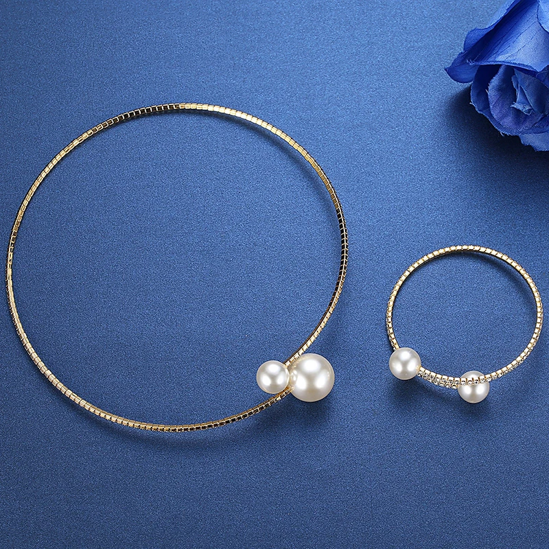 Модные простые свадебные наборы с искусственным жемчугом кристалл ювелирные