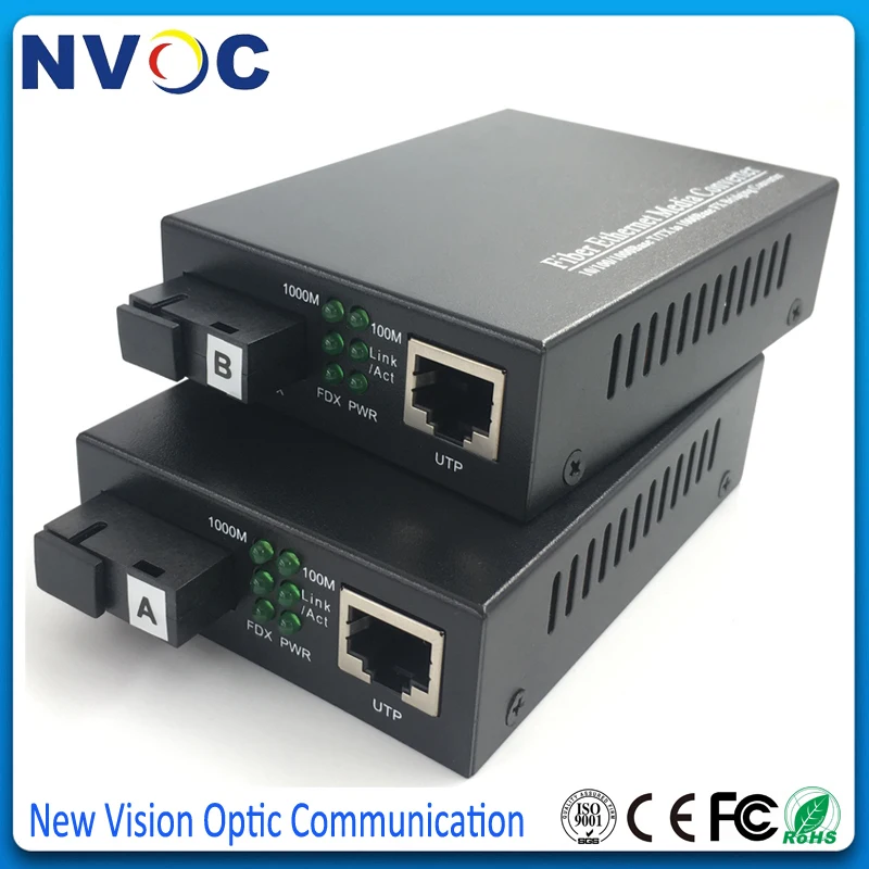 40KM Fiber Media Converter 10/100/1000M SM Single 1310TX/1550RX SC port and 1RJ45 External Power Supply Euro Charger | Мобильные