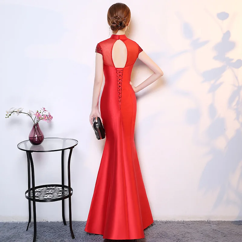 

Purple Modern Cheongsam Sexy Qipao Women Long Traditional Chinese Dresses Oriental Wedding Gowns Evening Dress Robe Orientale