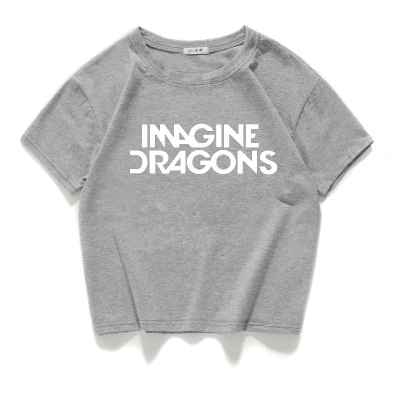 Рок-Группа imagine dragon Летняя женская футболка с круглым вырезом хипстерская хлопковая короткая футболка женский Свободный укороченный топ уличная одежда женская одежда - Цвет: W193 grey