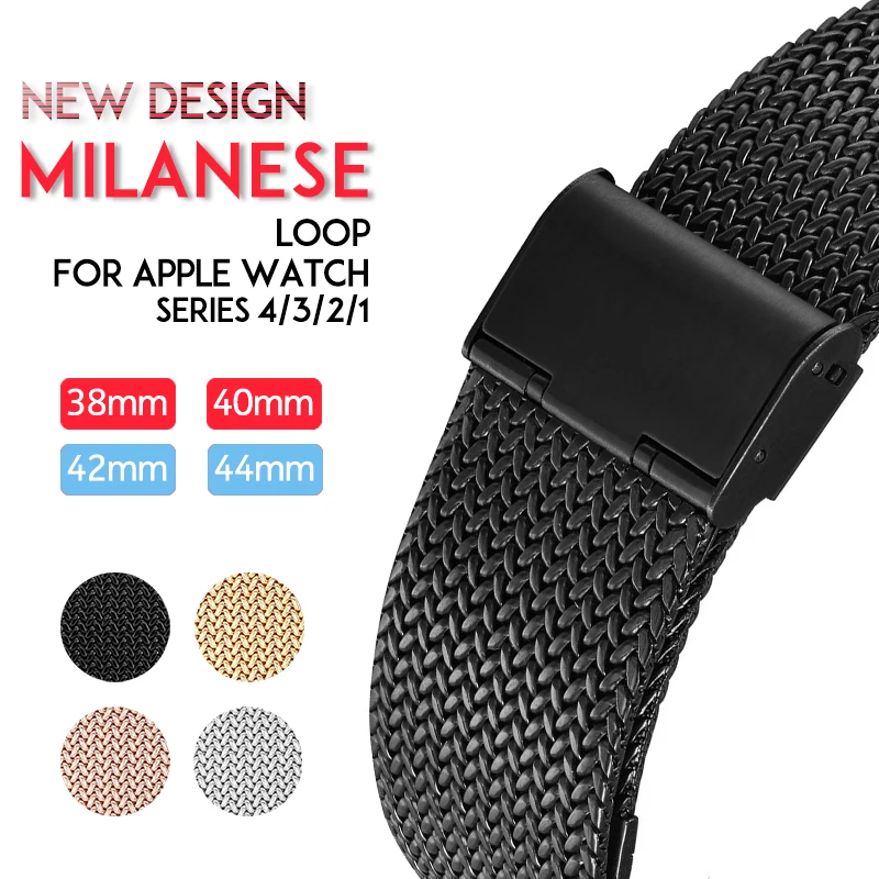 Laforuta Milanese Loop Band для Apple Watch 44 мм/42 мм браслет для iwatch ремешок 40 мм/38 мм наручные часы из нержавеющей стали серии 4 3 2 1