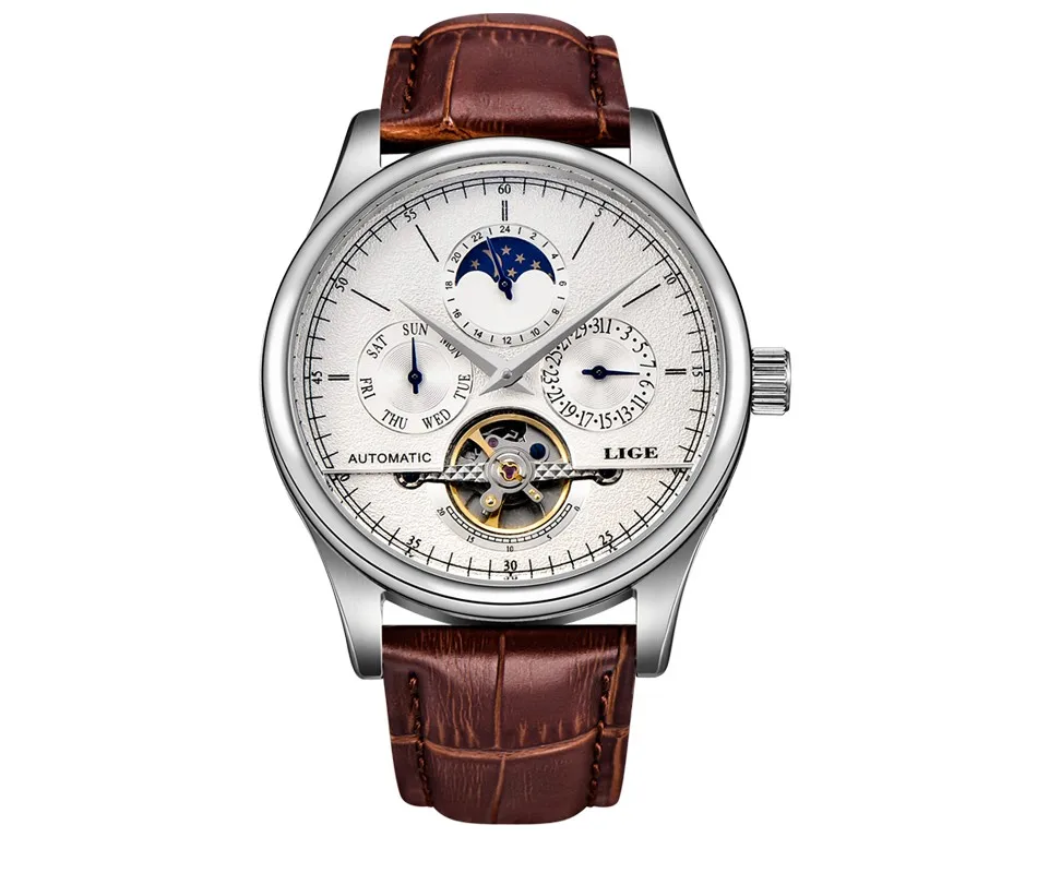 Reloj LIGE, мужские часы, механические, Tourbillon, Роскошные, модный бренд, кожа, мужские спортивные часы, мужские автоматические часы, Relogio Masculino