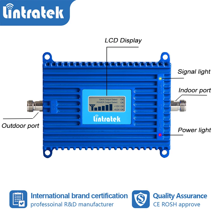 Усилитель сотового сигнала Lintratek 70 дБ 1800 МГц GSM 4G LTE DCS B3 с антенной S6|Усилители