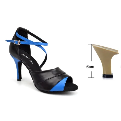 Blue 6cm SHOYDANC/Танцевальная обувь; женская кожаная обувь для латинских танцев; цвет красный, синий; обувь для сальсы; вечерние туфли для танго, вальса, самбы; обувь для танцев на высоком каблуке по индивидуальному заказу - Цвет: Blue 6cm