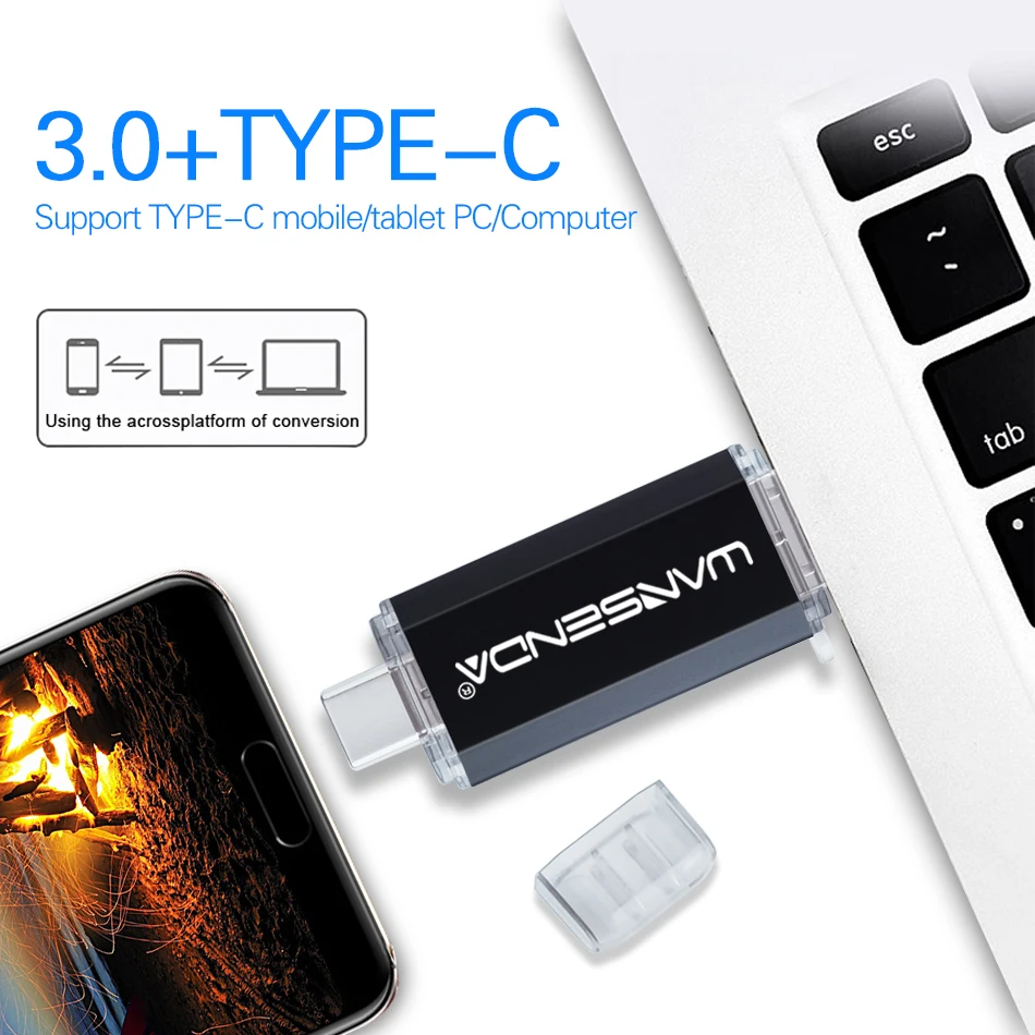 Новый Usb 3 0 WANSENDA USB флеш накопитель OTG 32 Гб Тип C 64 128 ГБ 256 высокоскоростной карта
