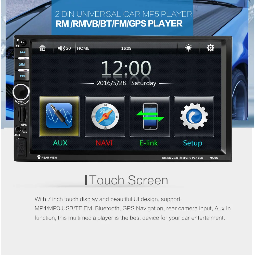 Авторадио 2 Din Автомобильный Радио мультимедийный плеер + GPS навигация 7 ''HD