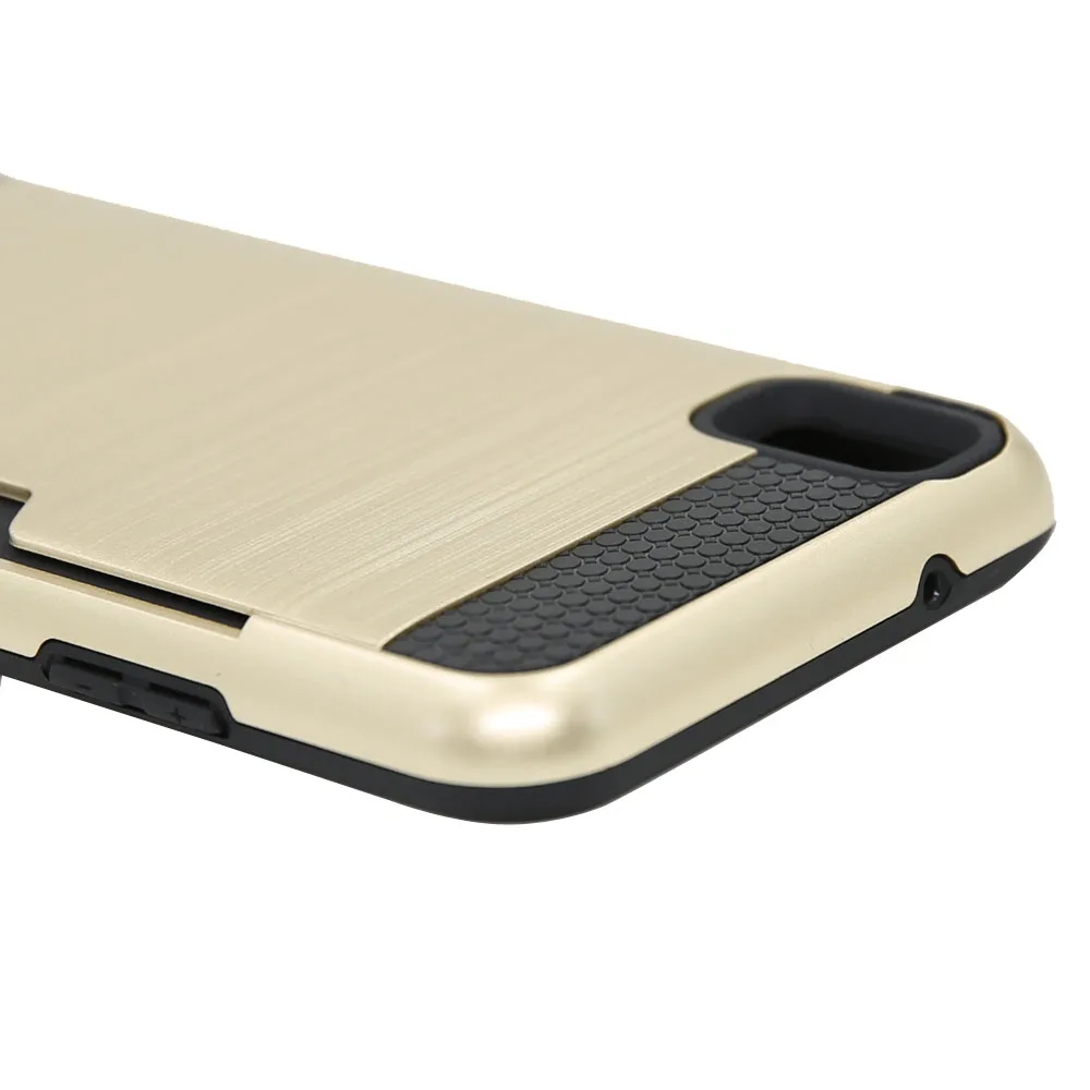 Hybrid Armor Case Hard Aluminum Plated Slot Card Holder Shockproof Silicone PC Phone Cover For LG X Power K210 K220 K220ds@ |