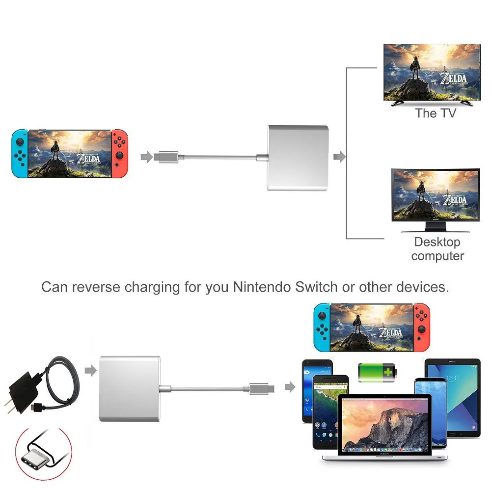 Адаптер типа C для переключателя запасная док станция ТВ HDMI кабель конвертера USB 3