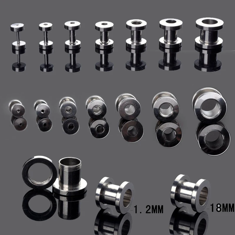 2 шт. заглушки для ушей из нержавеющей стали в стиле панк|piercing jewelry|screw ear plugear expander |