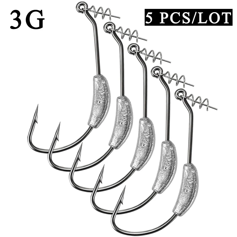 Крючок с колючей головкой JACKFISH 2 г/2,5 г/3 г/5 г/7 г рыболовный крючок 5 шт./лот мягкий червь гранк приманка крючок для ловли карпа рыболовные снасти - Цвет: 3g