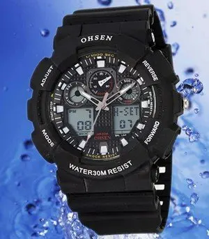 Мужчины электронный резина лента цифровой жк дисплей часы спорт наручные