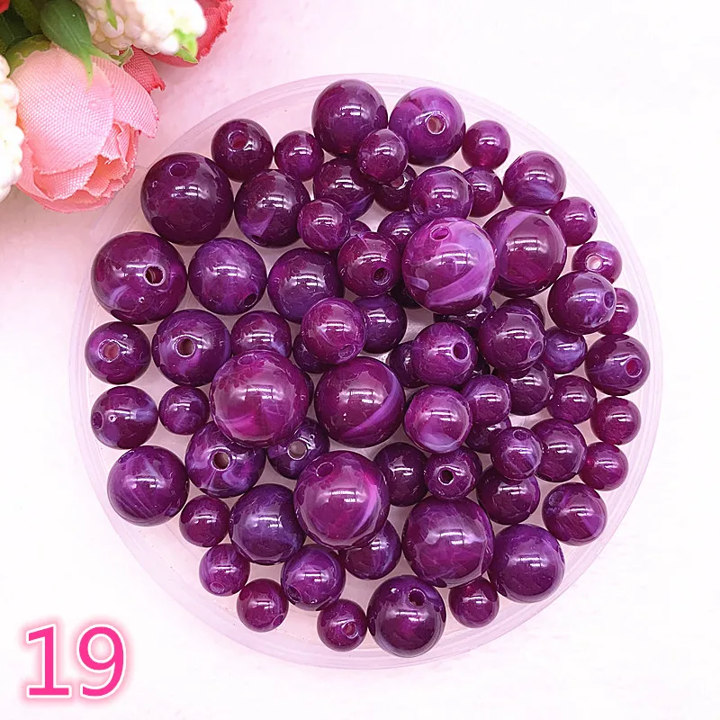 

New 8 10 12 14mm Colour Round Acrylic Beads Spacer Loose Beads for Jewelry Making DIY Handmade Bracelet #19