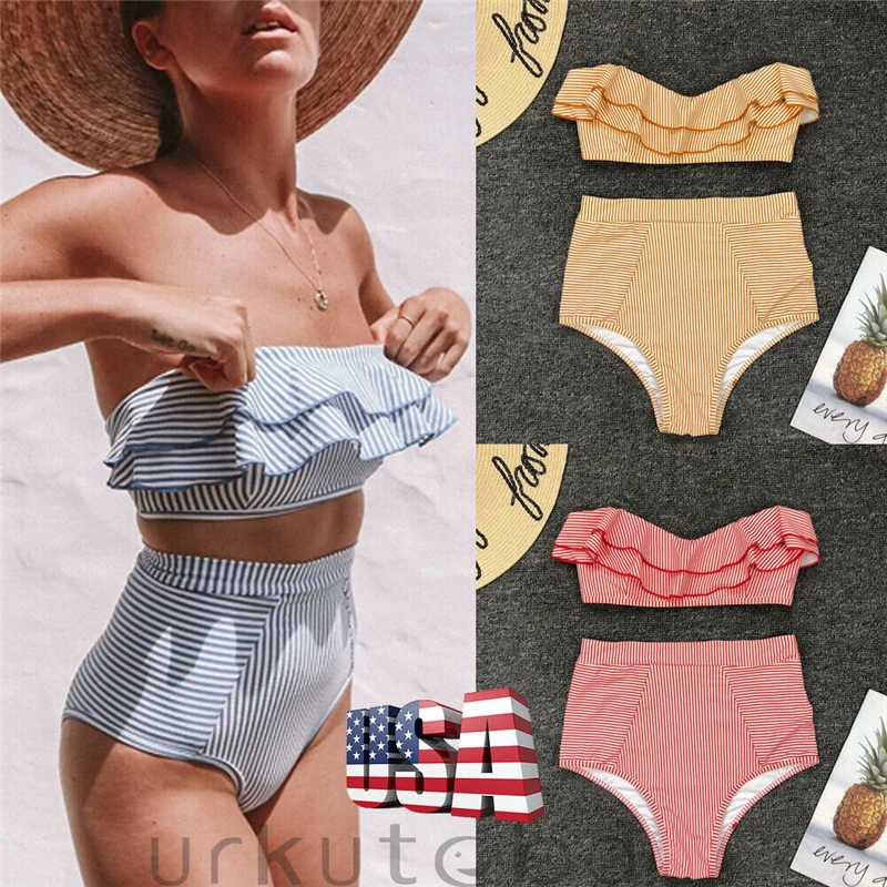 2019 модный новый летний женский цельный купальник с оборками набор Пуш-ап