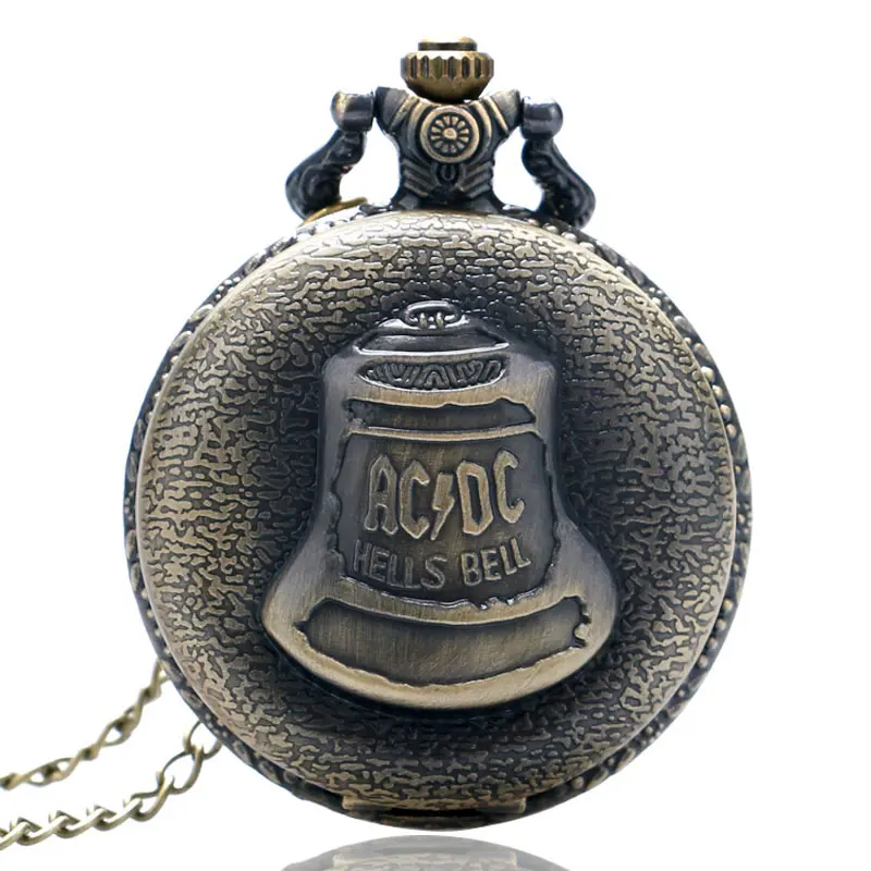 

YISUYA Antique Steampunk Bronze Hells Bell Pattern Quartz Pocket Watch Necklace Pendant Chain Steampunk Clock Men Women Gift