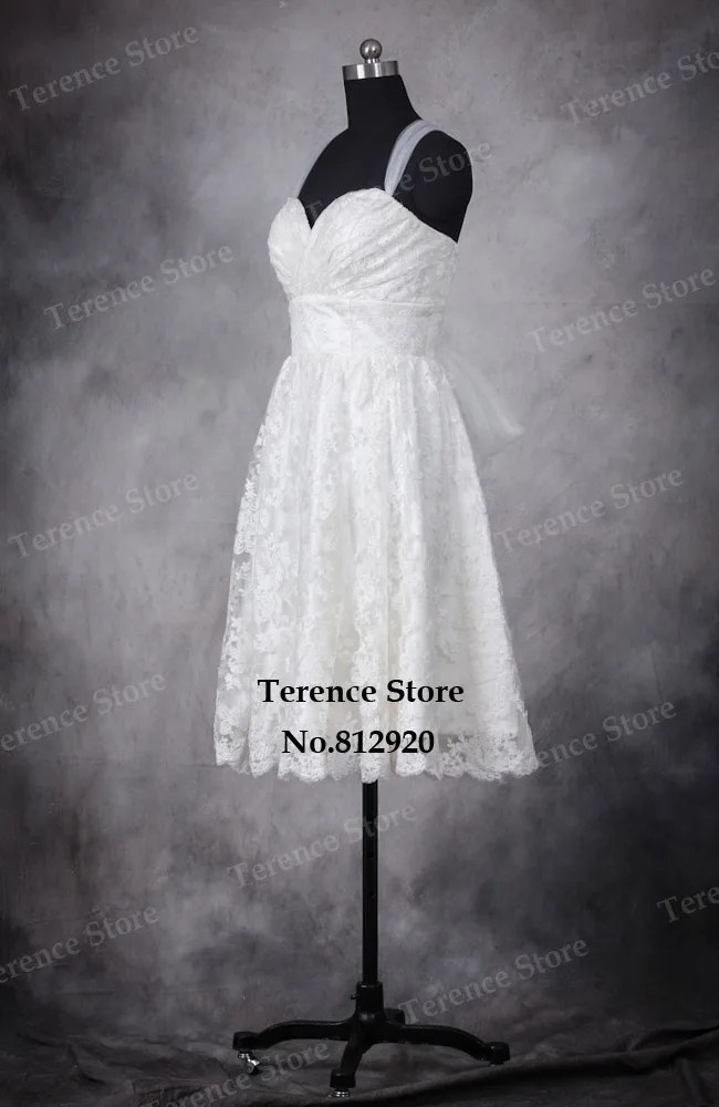Terence реальный пляжный Повседневный Тюль длиной ниже колена кружевной|short wedding dress