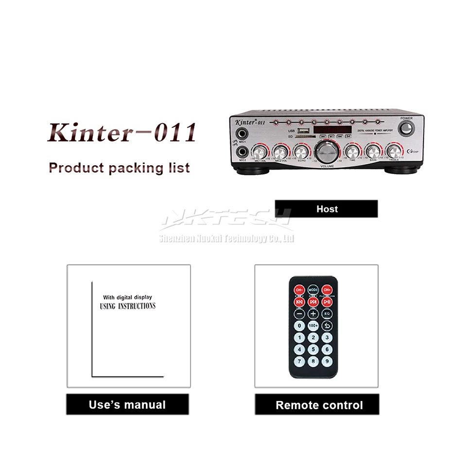 Without Adapter Автомобильный усилитель мощности Kinter-011 цифровой аудио плеер 2CH 30 Вт Hi-Fi стерео DSP AUX VCD DVD FM MIC1 MIC2 VOL тон караоке эхо время - Цвет: Without Adapter