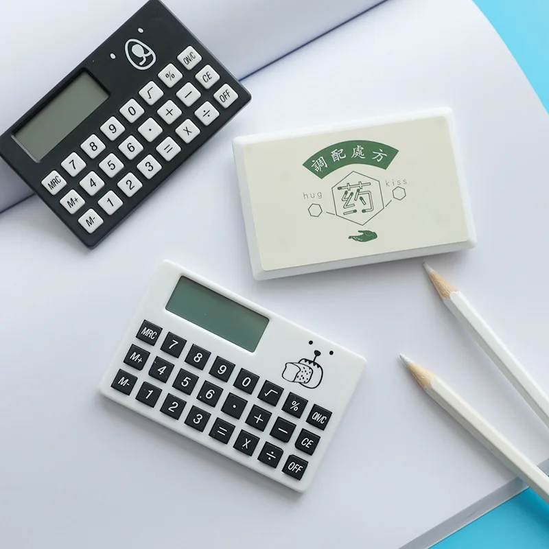 Мультипликационный мини калькулятор с изображением хлеба и медведя карманный