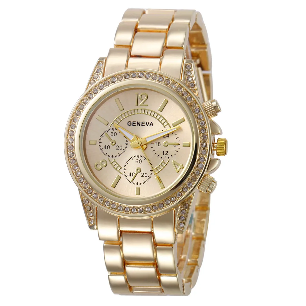 

Женские кварцевые часы с хронографом, Классические наручные часы с искусственным хронографом, со стразами, подарок, 2019