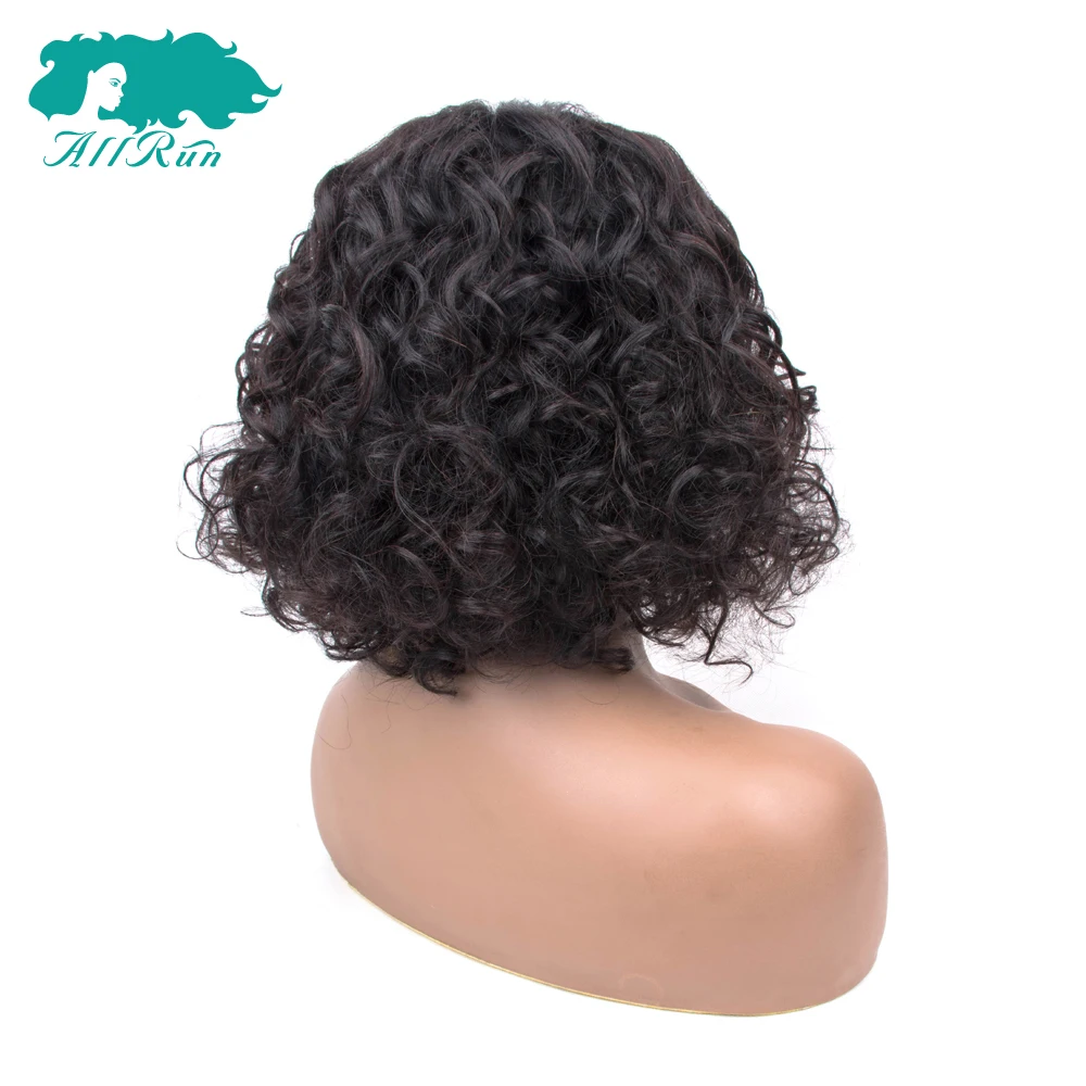 Mongolian Water Wave Millde Part Lace Frontal Wig Remy Black for Women Front Human Hair With Baby Pre-Plucked | Шиньоны и парики