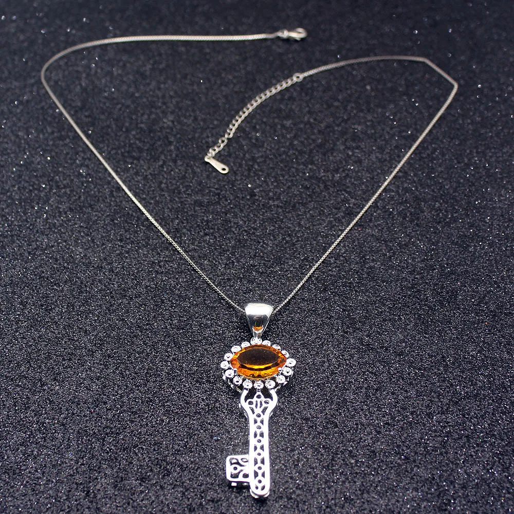 Hermosa Идеальные подарки ключевой дизайн HoneyTopaz Серебряный цвет Ожерелье Подвеска