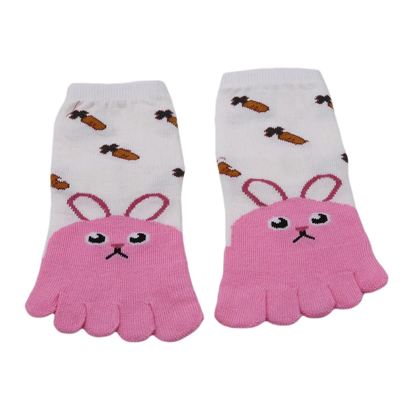 Pink rabbit Новогодний кавайный носок с пятью пальцами, детские носки, хлопковые носки с изображением животных для мальчиков и девочек, носки для детей - Цвет: Pink rabbit