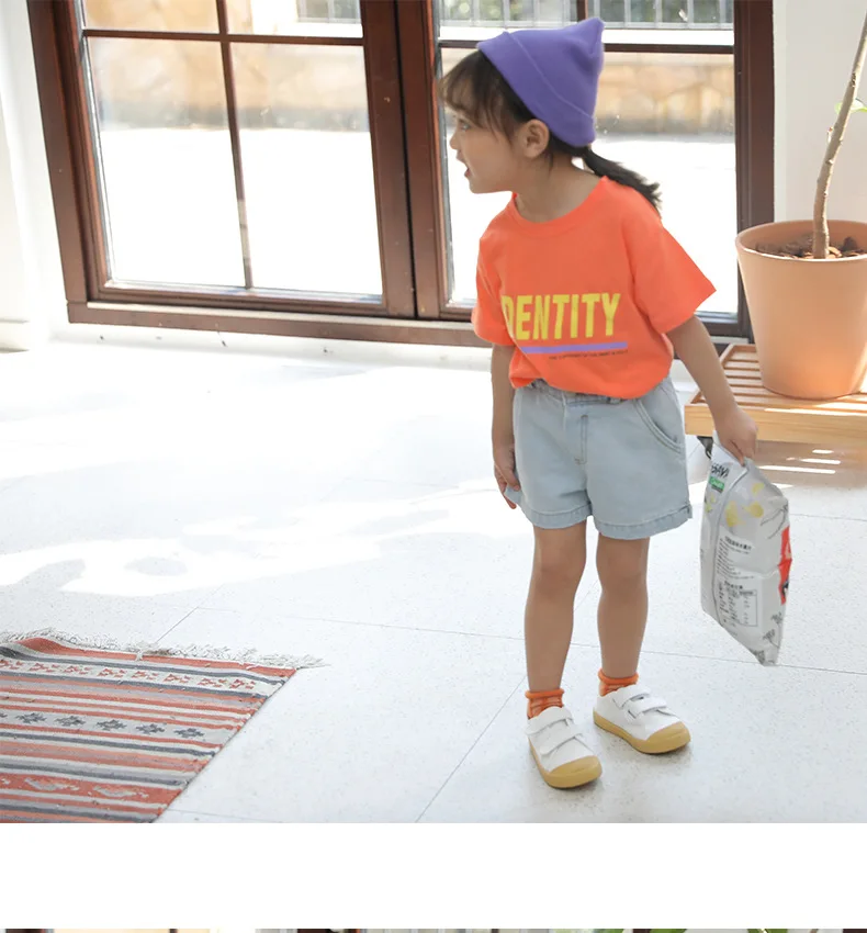 Летние хлопковые джинсовые шорты в Корейском стиле для мальчиков и девочек