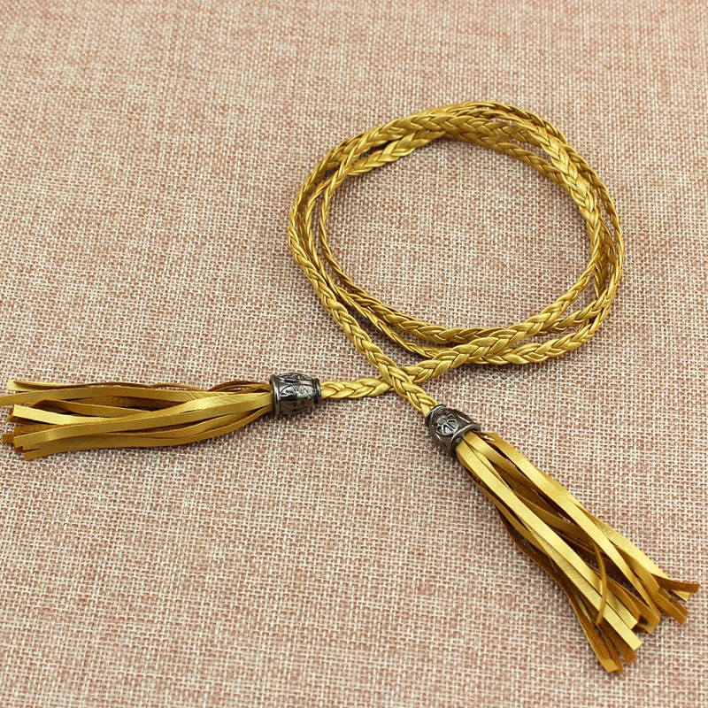 Женский Плетеный ремень из искусственной кожи тонкая талия с кисточками 2020 |