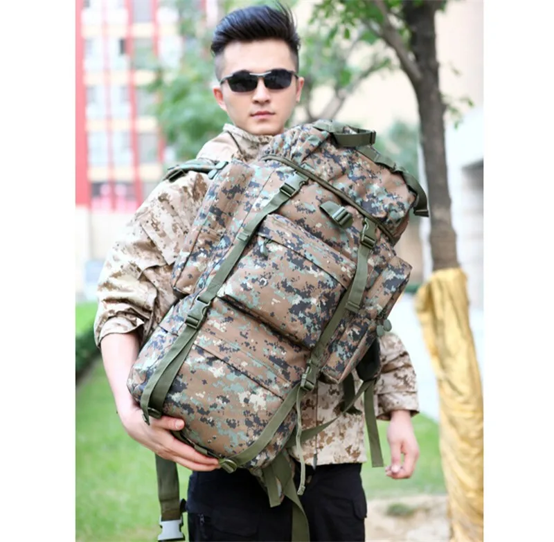 70 L large Backpack Outdoor Sports Bag 3P Military Tactical Bags For Hiking Camping Climbing Waterproof Wear-resisting Nylon Bag