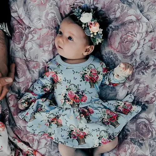 

Newborn Kids Baby Girl Floral Full Sleeve Bodysuit Dress Jumpsuit One Piece Clothes Outfits Autumn