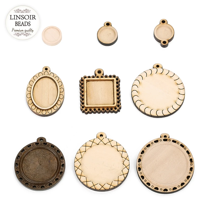 Новинка 10 шт./лот деревянные круглые квадратные Пустые Подвески поднос основа