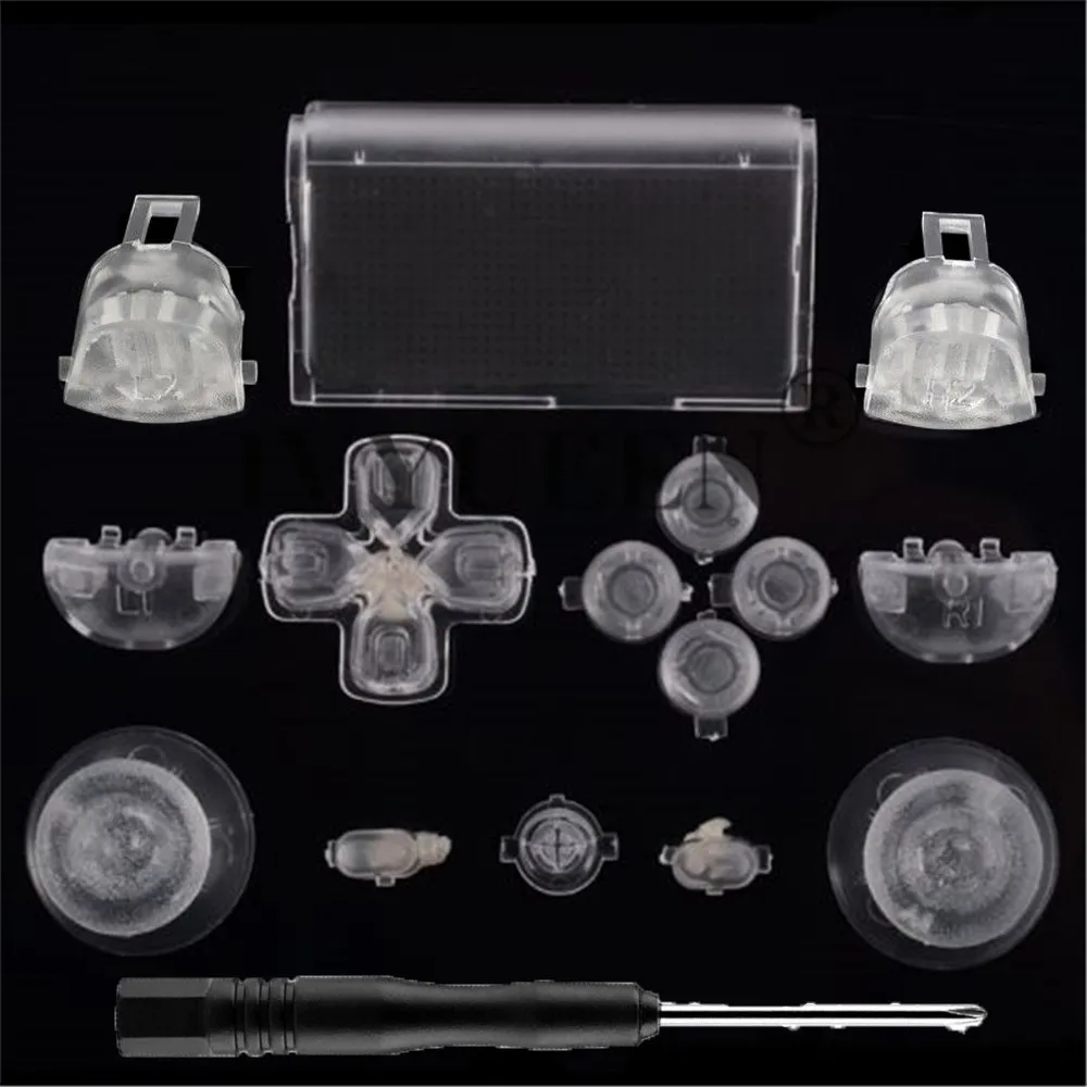 IVYUEEN для playstation Dualshock 4 PS4 Pro контроллер JDS-040 JDS040 R2 L2 R1 L1 триггер Dpad кнопки Mod Kit-зеленый красный прозрачный - Цвет: Бесцветный