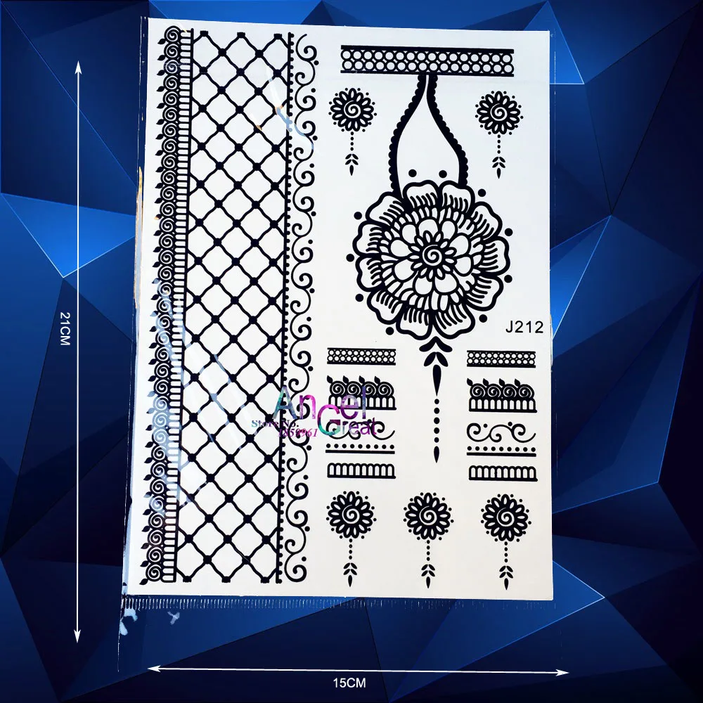 1 шт. черная сетка из хны с узором временная татуировка женский боди-арт цветок