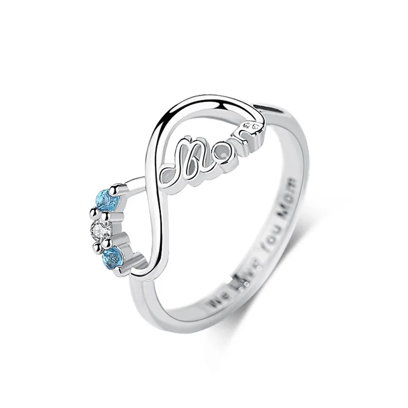 

Hainon 2019 новые кольца с белым/синим цирконием для женщин на День Матери Модные кольца с камнем по месяцу рождения для любящей мамы серебряный ...