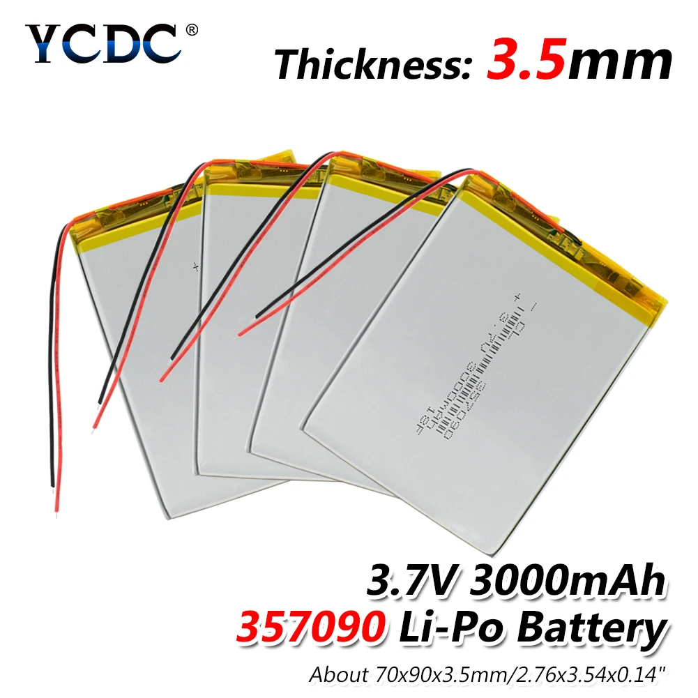 Замена 3,7 V 3000mAh литий-полимерный перезаряжаемый Li-Po литиевый аккумулятор 357090 для DVD gps камеры планшета электрическая игрушка