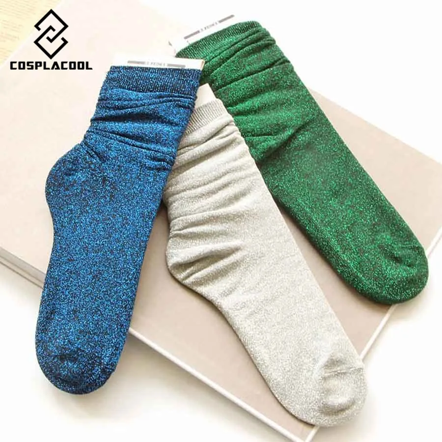[COSPLACOOL] Новые красочные блестящие золотистые Серебристые в тюбике носки женские