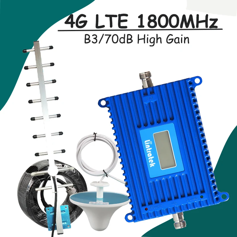ЖК дисплей 2G 4G LTE 1800 усилитель сигнала сотового телефона 70 дБ усиление GSM DCS МГц