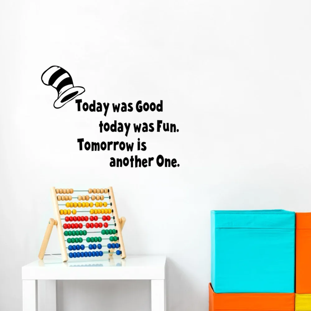 Today Was Good Fun Kids Room Quote Viny Wall Sticker Art Mural for Decoration | Stickers