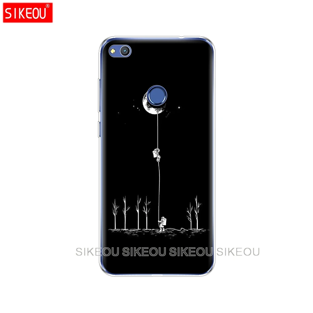 Силиконовый чехол для телефона Huawei P20 P7 P8 P9 P10 Lite Plus Pro 2017 p smart 2018 Space Moon Cute Cat black |