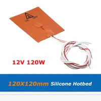1pc 3d printer parts silica gel hotbed 120120mm 12v 120w silicone rubber heater heat bed with 3m tape