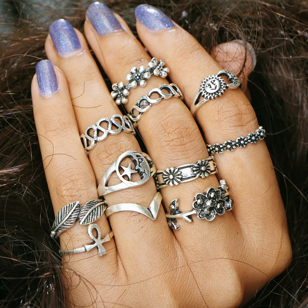 11 шт./компл. Кольцо Ювелирные наборы для женщин миди кольца на фаланг пальца