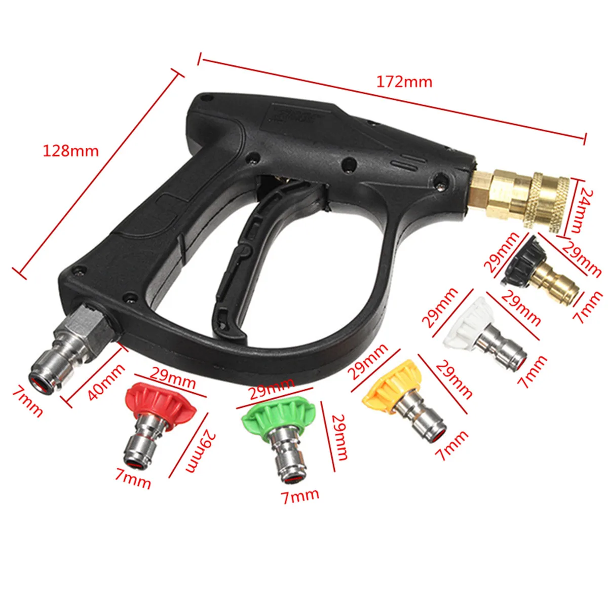 

3000PSI High Pressure Washer Water Guns 1/4" 3/8" Quick Connect Adapter with 5 Nozzles Tips for Karcher Car Washer Foam Lance